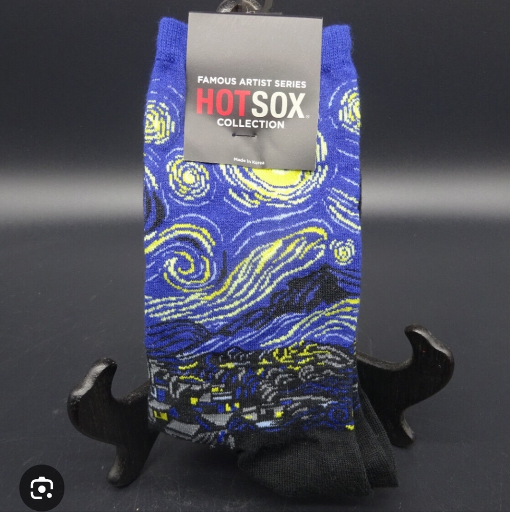 Hot Sox Women's Starry Night Art Socks - Blue and Yellow